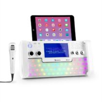 DiscoFever, biely, bluetooth karaoke systém, LED, 7" TFT displej, CD, USB