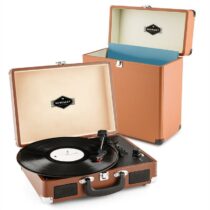 Peggy Sue Record Collector, hnedá, gramofónová sada, retro gramofón + kufor na platne